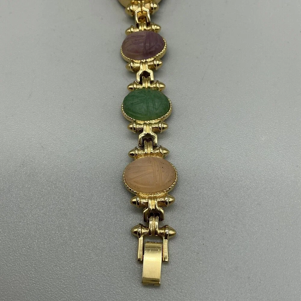 Faberge Scarab Womens Watch 19mm MOP Dial Gold Tone Multicolor New Battery 7.75